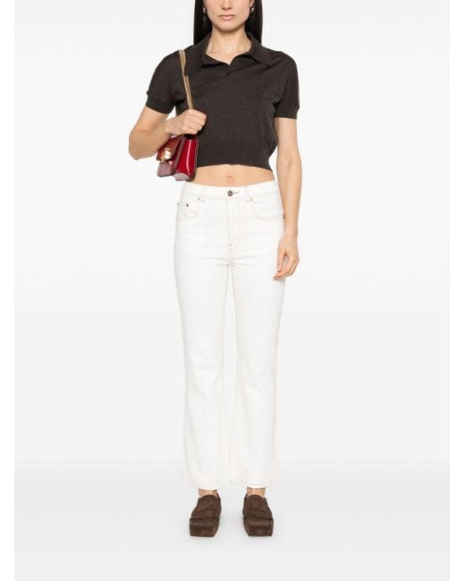 Tory Burch White Flared Leg Denim Jeans