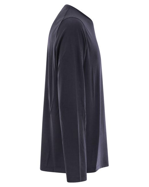 Herno Blue Combed Yarn Wool Jersey T-Shirt for men