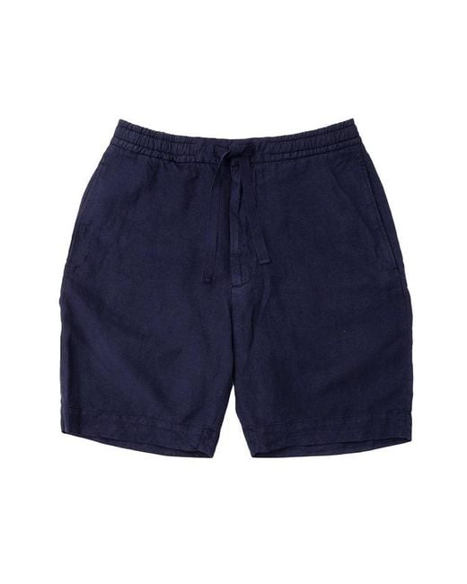 Officine Generale Blue Adjustable Grosgrain Drawstring Shorts for men
