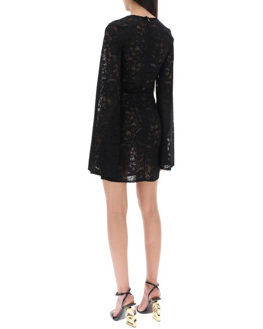 Dolce & Gabbana Mini Dress In Floral Openwork Knit in het Black