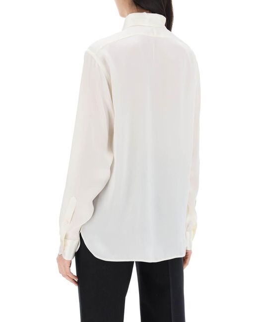 Tom Ford White Silk Charmeuse Bluse -Hemd