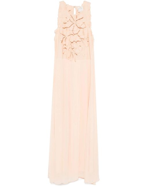 Forte Forte Black Maxikleid Mit Floraler Stickerei