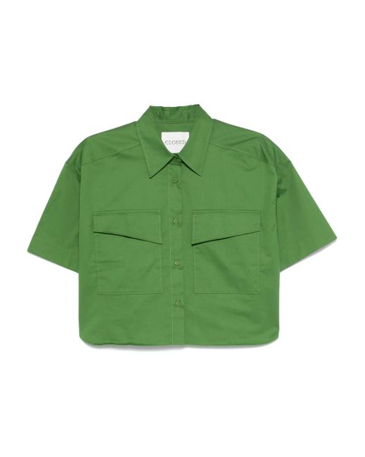 Closed Popeline Blouse in het Green