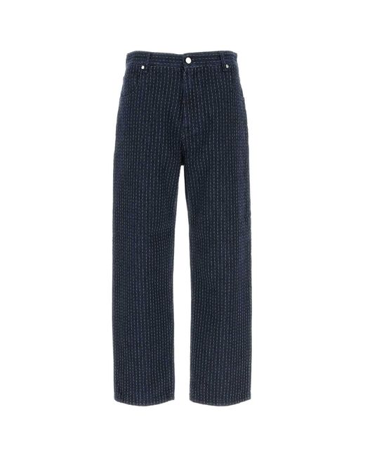 Fendi Blue Denim R. Stitching Allover for men