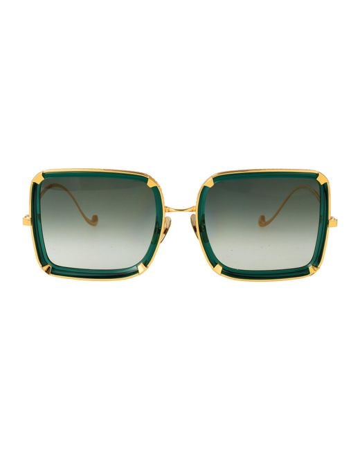 Anna Karin Karlsson Green Squared Sunglasses Moon Emerald