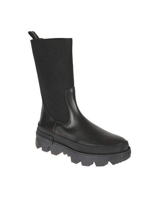 Moncler Leather Logo Boots in het Black