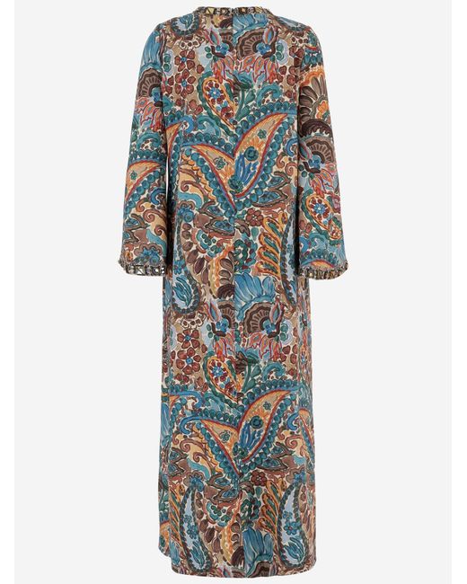 PHILIPPA 1970 Blue Remi Dress With Damask Floral Print