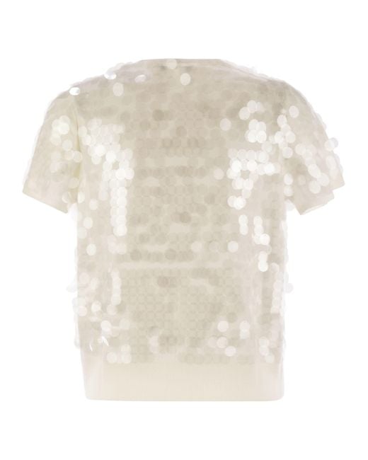 Max Mara Natural Saio Wool Sweater With Sequins