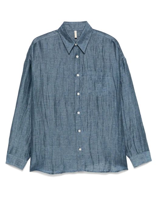 Camisa estable de girasol sunflower de hombre de color Blue