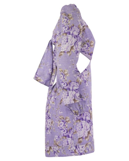 Mc2 Saint Barth Purple Jara Mini Kleid mit Blumen
