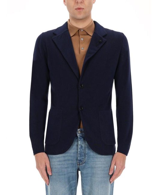 Lardini Blue Knitted Jacket