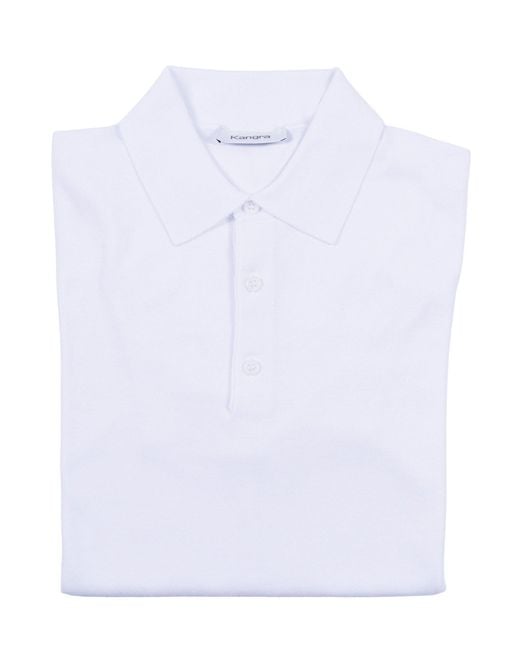 Kangra Cashmere White Polo Con Bottoni Rasata Calata for men