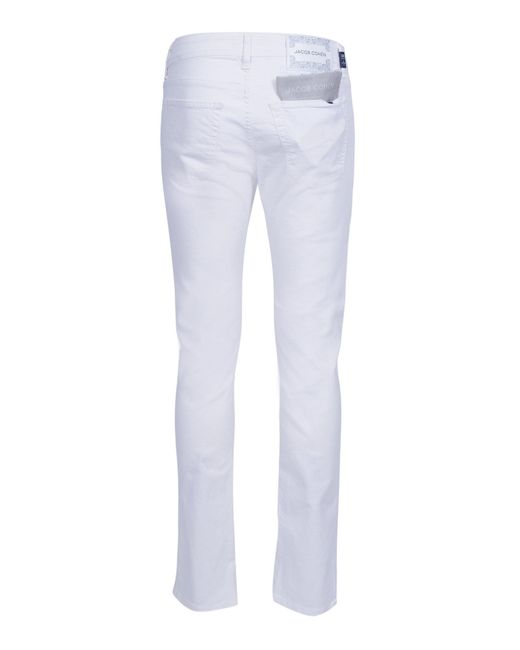 Jacob Cohen White Pant 5 Pkt Slim Fit Nick for men