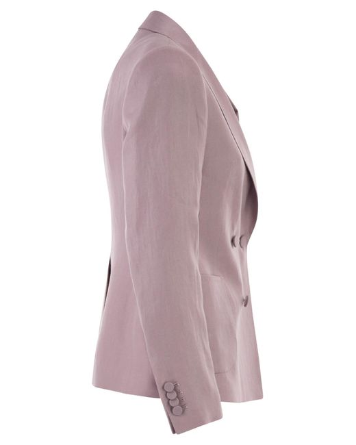 Blazer de lino con doble botonadura Tagliatore de color Purple
