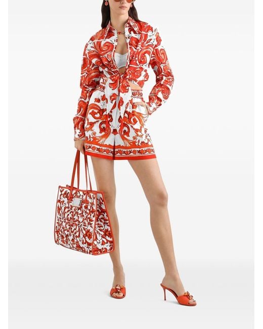 Dolce & Gabbana Red Dolce & Gabbana Majolica Print Shirt