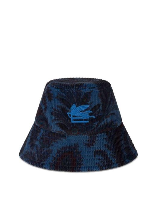 Etro Blue Ribbed Bucket Hat for men