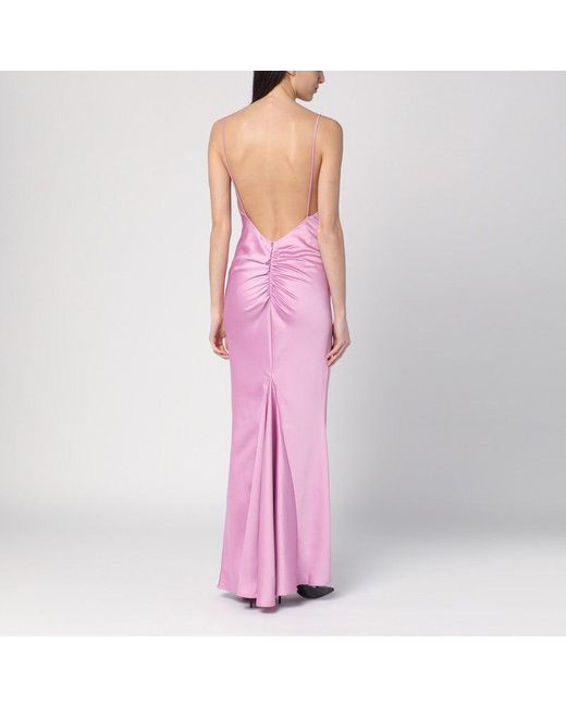 ANDAMANE Pink Peony Colour Dress With Back Draping