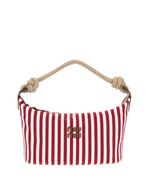 Miu Miu Embroidered Canvas Shopping Bag