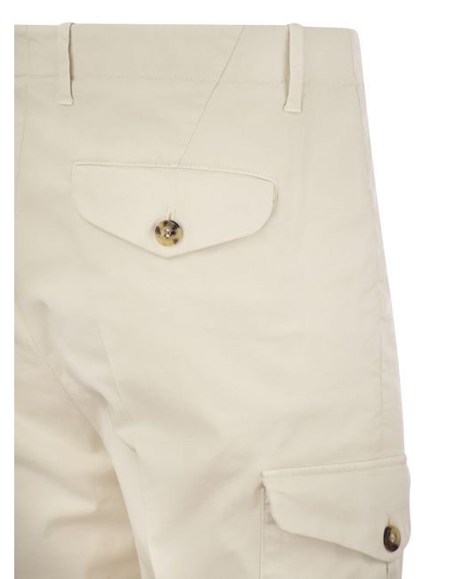 Pantalones de gabardina de algodón de con bolsillos de carga Brunello Cucinelli de hombre de color Natural