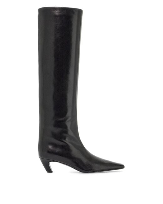 Khaite Davis Knie High Shiny Lederen Laarzen in het Black
