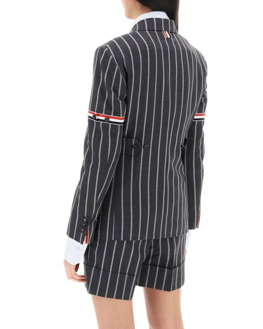 Veste à poitrine unique rayée Thom Browne en coloris Black