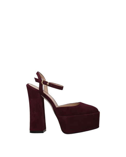 Stuart Weitzman Purple Sandals Skyhi Suede/Cabernet