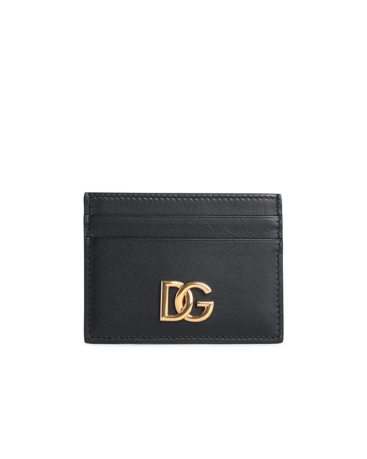 Dolce & Gabbana Black Dolce & Gabbana Card Holder With Leather 'Dg Logo'