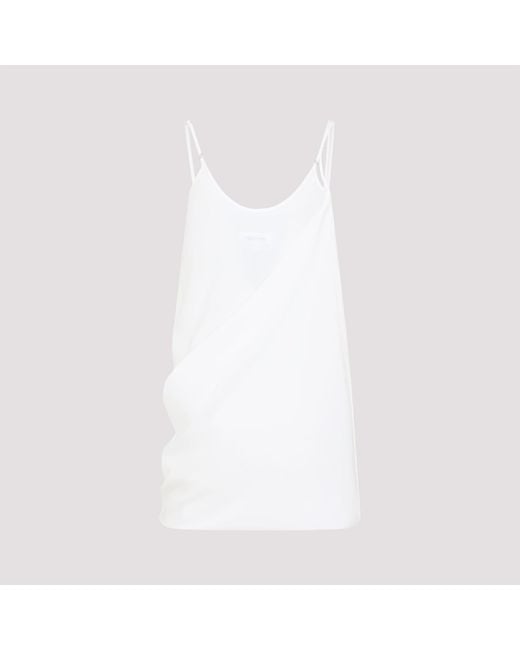 MM6 by Maison Margiela White Draped Silk Mini Dress With Adjustable Straps