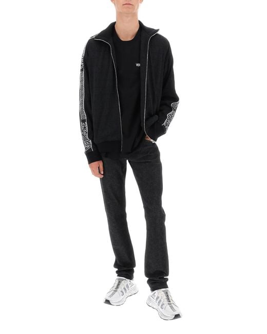 Versace Techno Allover Track Sweatshirt in Black für Herren