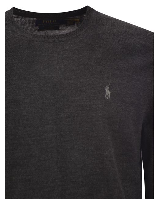 Polo Ralph Lauren Black Slim-Fit Washable Wool Crew Neck Jumper for men