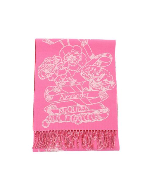 Alexander McQueen Wol Reversibile Sjaal in het Pink