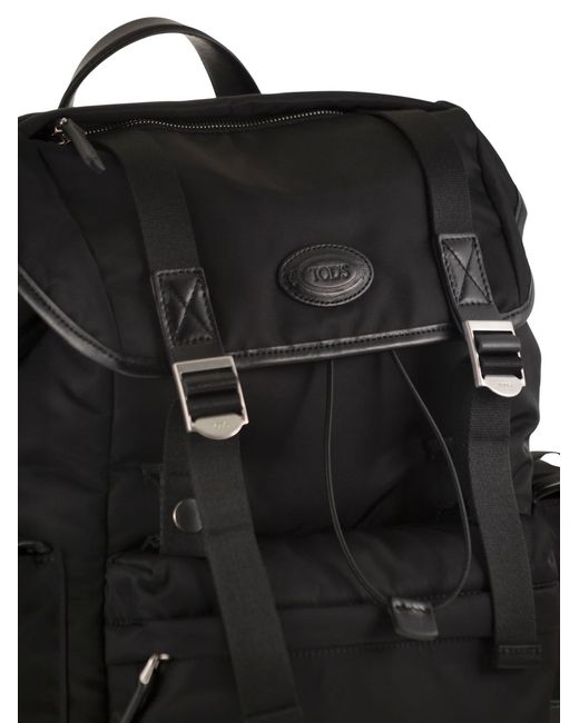 Tod's Mittelgroßer Rucksack aus Stoff und Leder in Black für Herren