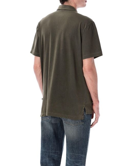 James Perse Black Sueded Cotton Polo for men