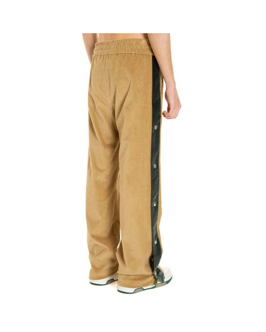 Palm Angels Natural Ribbed Cotton And Wool Pants for men