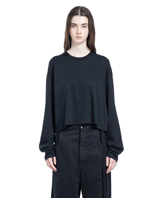 Ann Demeulemeester Blue Nikita Relax Fit Boxy Cropped T Shirt With "It Reminded Me Of Us" Print