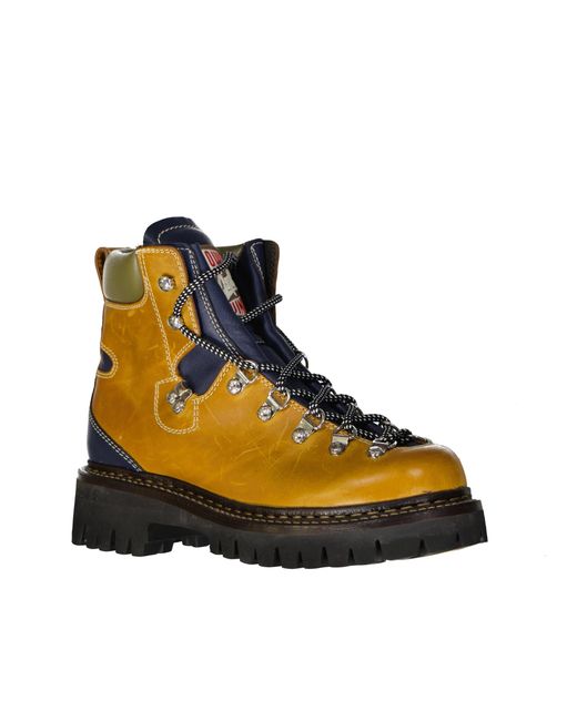 DSquared² Yellow Lace Up Leather Shoes for men
