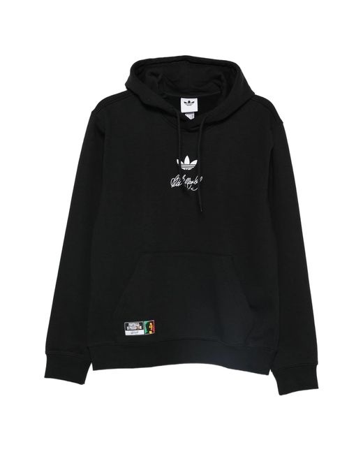 Adidas Originals Black Hooded Logo Detail Hoodie for men