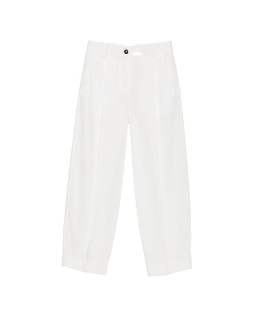 Totême White Pleated Wide-Leg Trousers