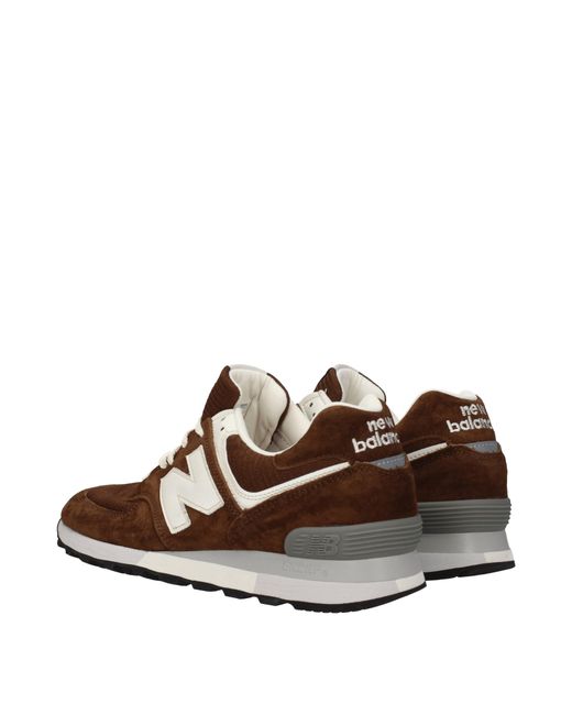 New Balance Brown Sneakers 576 Uomo Tessuto Marrone/Bianco for men