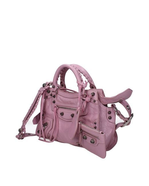 Balenciaga Purple Borse A Mano Neo Cagole Donna Pelle Rosa/Rosa Polvere