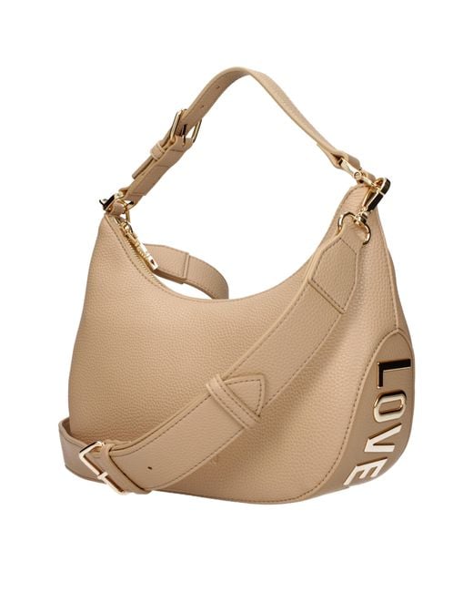 Love Moschino Natural Shoulder Bags Polyurethane/Sand