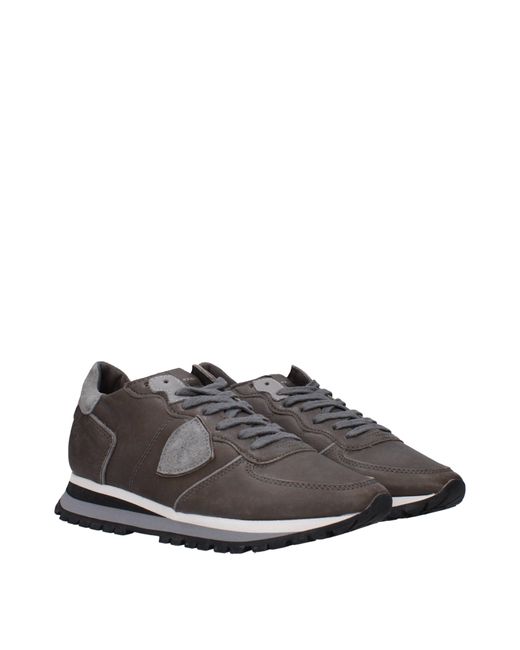 Philippe Model Gray Leather Sneakers for men