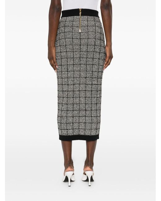 Balmain Geruite Midi-Rok in het Gray
