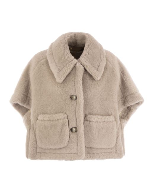 Max Mara Newterzo1 Teddy Hood Made Of Alpaca En Wol in het Natural