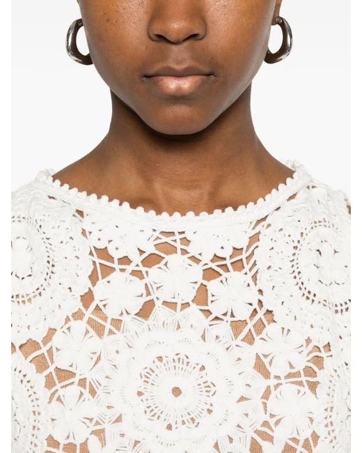 Self-Portrait White Crochet Maxi Dress