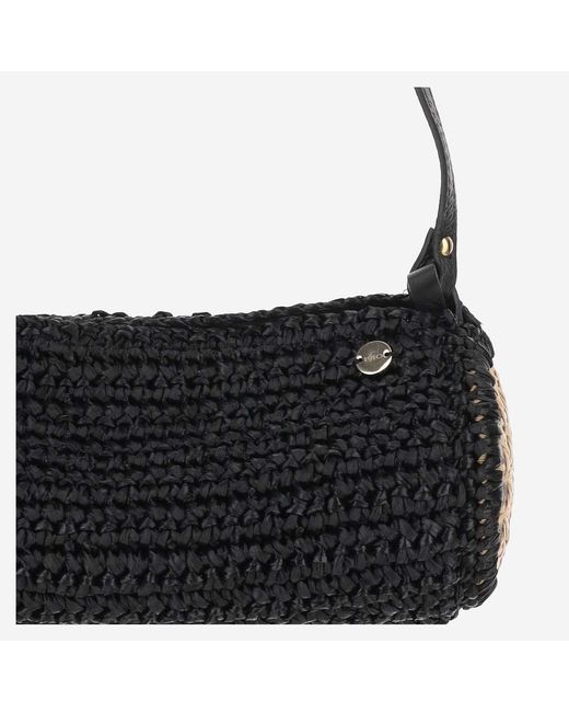 Filippo Catarzi 1910 Black Viscose And Straw Blend Bag
