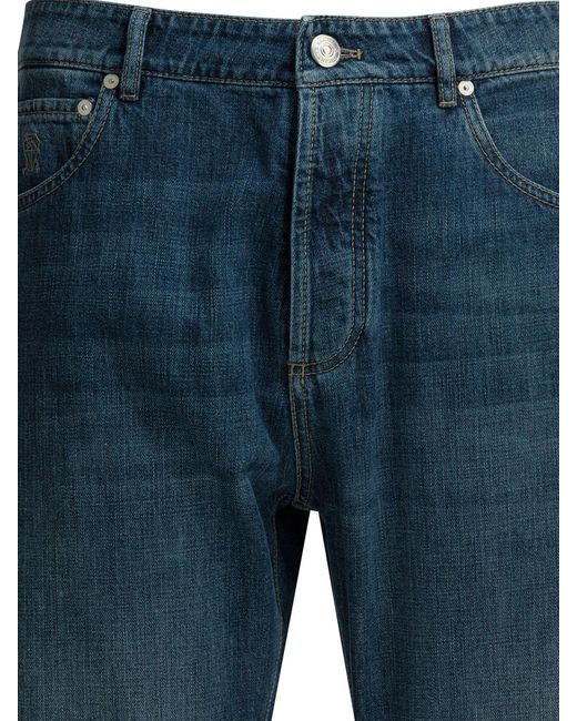 Brunello Cucinelli Blue Straight-Leg Jeans for men