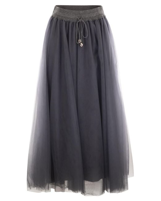 Fabiana Filippi Gray Tulle Midi Skirt