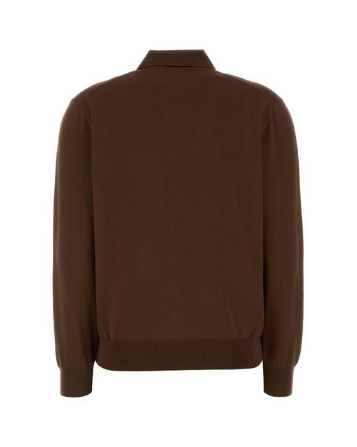 Prada Brown Silk Blend Polo Shirt