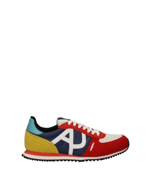 Armani Jeans Red Sneakers Uomo Tessuto Multicolore for men